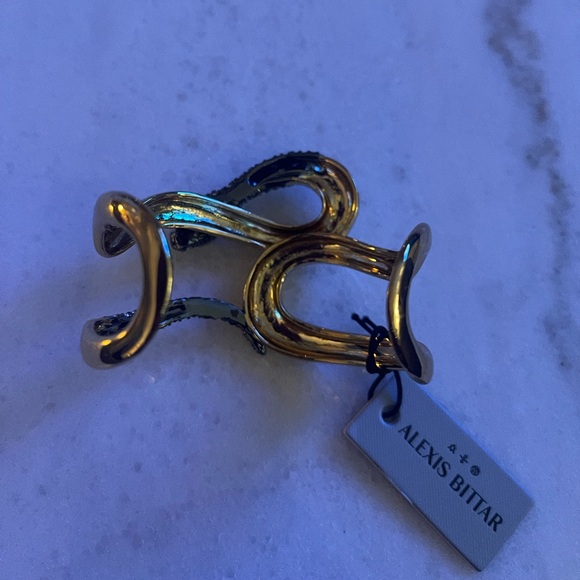 Alexis Bittar Gold and Silver Textured Bracelet - Picture 3 of 9